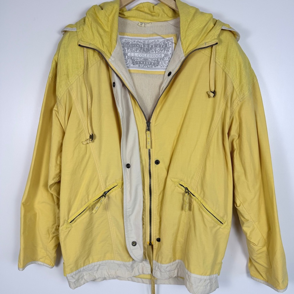 J.L. Colebrook Women's M Yellow Hooded Utility Jacket Mixed Media Gorpcore - Picture 4 of 13